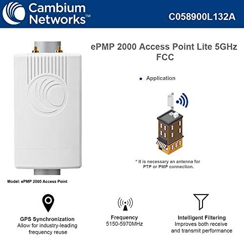 Redes de Cambium EPMP 2000 5GHz Access Point Lite com filtragem inteligente e sincronização GPS - C058900L132A