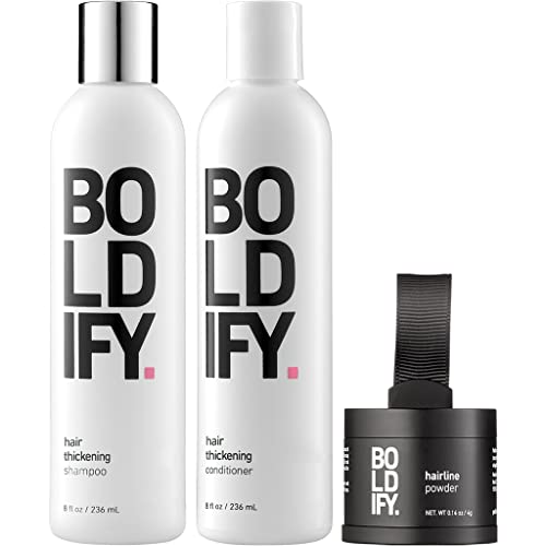 Pó de cabelo + shampoo + Condicionador: Pacote de Boldify: Raiz Pó de perda de cabelo e shampoo e condicionador volumizadores