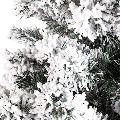 Topyl 9,8 pés premium em árvore de natal em neve reunida, árvore de natal arborizada com suporte de metal, dicas de galhos de PVC ecológicos para decoração de férias externas