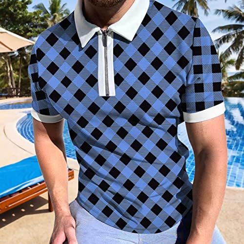 UBST Men's Classic Short Slave Polo Camiseta Chegada de verão Casual camisetas xadrez xadrez xadrez de golfe
