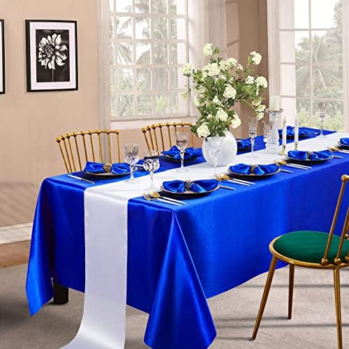 Siinvdabzx 6 pacote de mesa de cetim azul royal 108 x 54 polegadas, toalhas de mesa de jantar lisas e lisas para tampa do retângulo