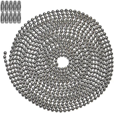 Corrente de bola de 10 pés de comprimento, número 3, alumínio e 10 conectores correspondentes