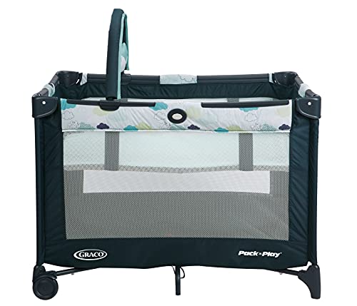 Graco Pack and Play On the Go Playard | Inclui bassinet infantil em tamanho grande, dobra compacta de botão, estrato, 39,5x28.25x29