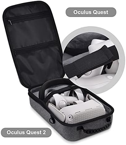 Raylove Caso de transporte rígido para Oculus Quest 2/Elite Version VR Gaming Headset e Touch Controllers Acessórios, adequados para viagens e armazenamento doméstico.
