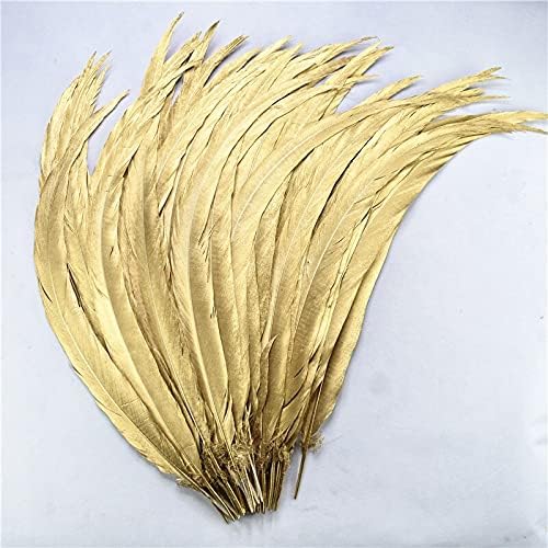 Zamihalaa 100pcs/lote derrubado penas de faisão de cauda de cauda de cauda de prata de ouro 25-80cm/10-32 Feather de faisão para