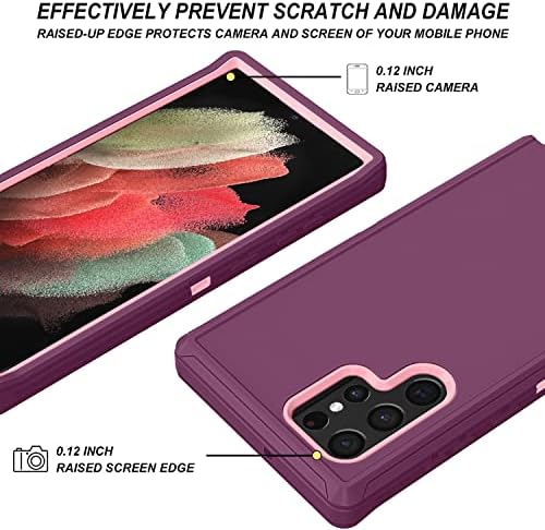 Qinmay para Samsung S22 Ultra Caso, Galaxy S22 Ultra Caso de 3 camadas de 3 camadas de serviço integral Tampa corporal/proteção de