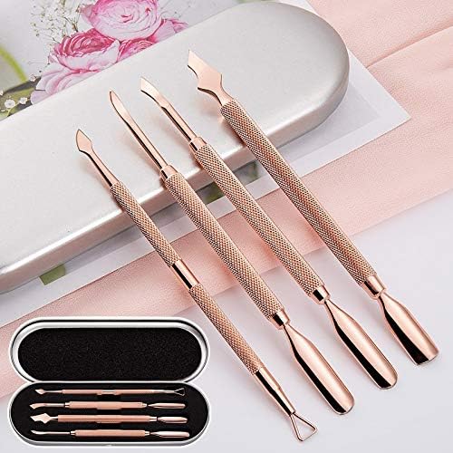 N/A 4pcs Cutticle Pusher Double-dend Stainless Shapes Cuticule Pusher para Manicure Nail Art Tool Tool