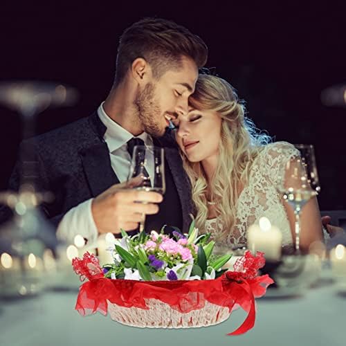 PretyZoom Decorações de casamento Decorações de casamento cesta de renda com alça de cesta de flores de casamento de casamento cesta