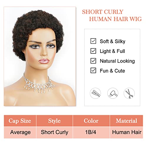 Peruca curta e encaracolada cabelos humanos para mulheres negras 2 polegadas de 2 polegadas curtas perucas afro perucas cacheadas mix preto cor marrom