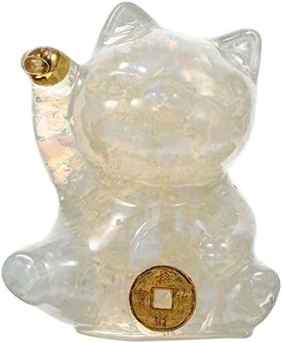 Besportble Crystal Lucky Cat Crafts Lucky Beckoning Cat Chinese fortune Weving Weving Cat estátua Ornamento