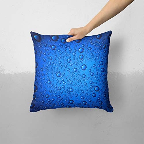 Iirov Blue azul vívido gotas de chuva - decoração decorativa personalizada para casa interna ou externa Tampa de travesseiro mais almofada para sofá, cama ou sofá