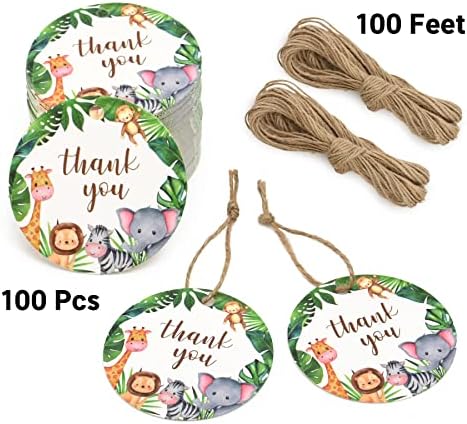 Hokpa agradecimento Tags de presente, 100pcs 2,6 Tropicais de papel de papel da floresta tropical com cordas penduradas