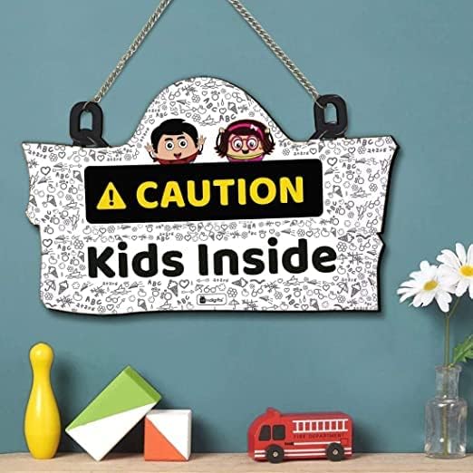 Indigifts Cuidado! Crianças dentro da placa de sinalização, parede de crianças impressas penduradas 8 x12,5 polegadas - decoração
