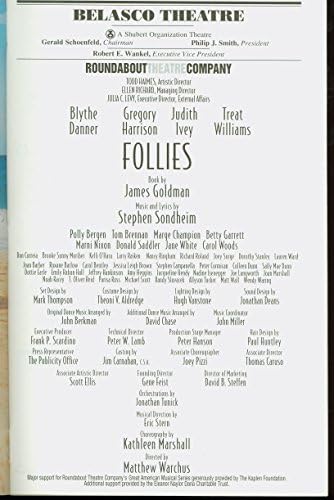 Follies, Broadway Playbill + Kelli O'Hara, Blythe Danner, Betty Garrett, Trata Williams, Blythe Danner, Judith Ivey, Polly Bergen, Gregory Harrison, Marge Champion