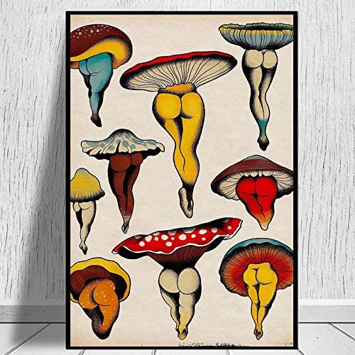 Lupa da parede de cogumelos, tela da parede, cogumelos estéticos decoração de decoração artes artes abstrato de lona retro para