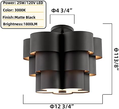 Diamond El Art Black Teto Luzes Semi Flush Mount Pinging Lights Ilha da cozinha, sala de jantar Light Frept Teto lustres pendurados,