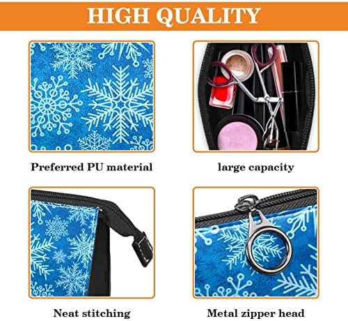 Bolsa de higiene pessoal Kit DOPP pendurado para homens Saco de barbear resistente à água para viajar, Blue Snowflake Christmas
