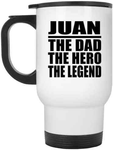 Projetações Juan, o pai, o herói The Legend, White Travel Caneca 14oz de aço inoxidável Tumbler, presentes para aniversário de aniversário de Natal dos pais do dia das mães Dia
