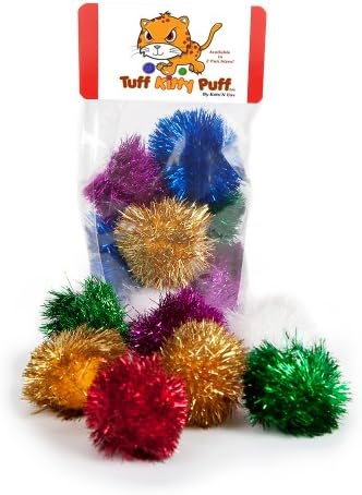 Tuff Kitty Puff Sparkle Ball Cat Toy - 12 Pak