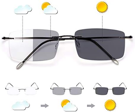 Os óculos de leitura de computadores multifocos de computadores fotoquromados de transição anti -óculos de sol UV para homens