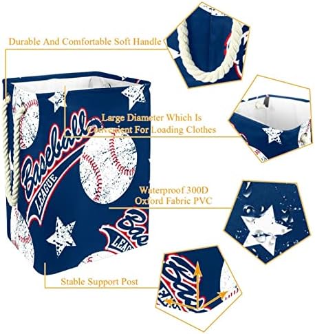 A liga de beisebol de Indicultura estrela esportes bola azul grande lavanderia cesto cesto de roupas dobráveis ​​para roupas