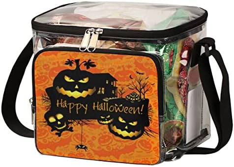 Happy Halloween Clear Bag Stadium aprovado pela bolsa de ombro transparente transparente com cinta ajustável para externo, viagens, piquenique, concertos, eventos esportivos