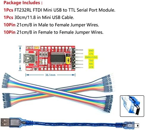Wwzmdib ft232rl ftdi Mini Usb para TTL Módulo de adaptador de conversor serial 3.3V 5.5V FT232r Breakout ft232rl