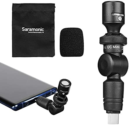 Microfone USB-C Saramônico, SmartMic UC Mini condensador Flexível Microfone Plug & Play MIC Compatível com iPad Pro,