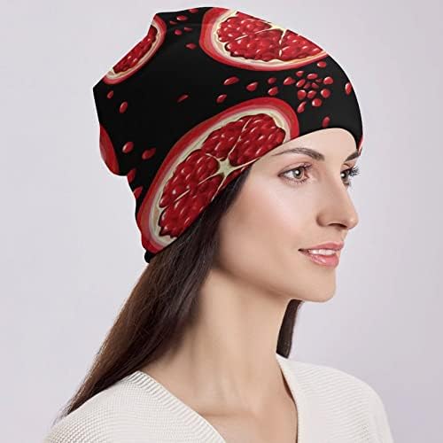 Baikutouan maduria de romã vermelho chapéus de gorro para homens para homens com desenhos de tampa de crânio
