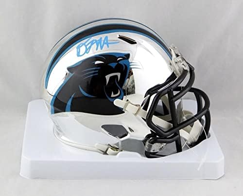 DJ Moore autografou Carolina Panthers Chrome Mini Capacete - JSA W Auth *Blue - Mini capacetes autografados da NFL