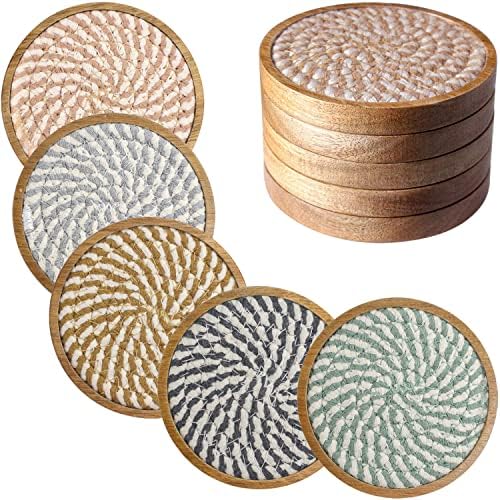 Eykao Wood Coasters 5 Pack Brown + 5 Pack Série colorida