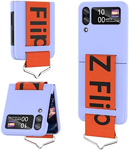 Zlip 4 estojo com cinta galáxia z flip 4 capa de telefone de silicone tampa protetora para uso pesado à prova de choque Samsung 4 5g Case-púrpura