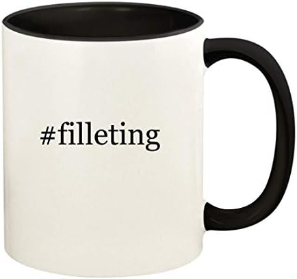 Presentes de Knick Knack Fileting - 11oz Hashtag Ceramic Colored Handle and Inside Coffee Cup Cup, preto