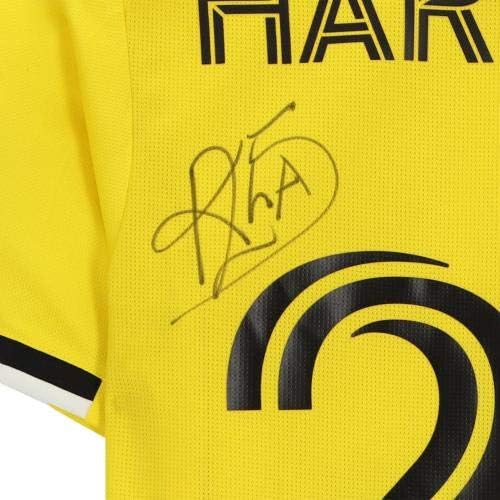 HARRISON AFFUL COLUMBUS CREW Autografou Jersey Yellow autografada da partida da estação de 2020 MLS - camisas de futebol autografadas -