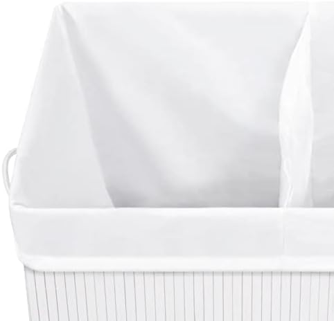 Tidyard Bamboo Cesta de lavanderia com tampa e manuseio de 26,4 Gos Roupas cesto cesto de armazenamento branco para