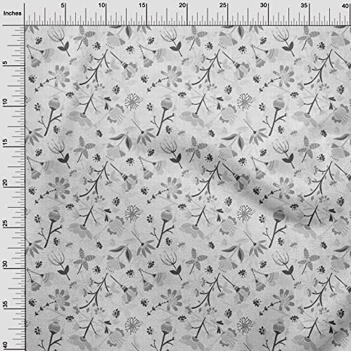 Oneoone algodão de seda cinza Florals Projetos de artesanato decoração tecido impresso pelo quintal de 42 polegadas de largura-6018