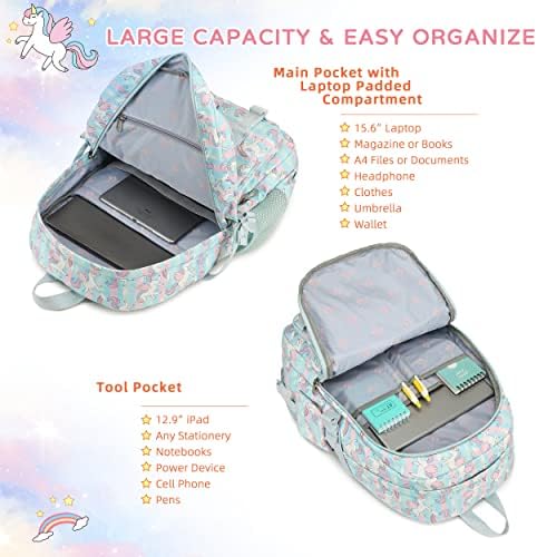 Backpack de garotas de seqüestro, bolsa de laptop de 15,6 polegadas Bolsa de laptop grande primário do ensino fundamental do ensino