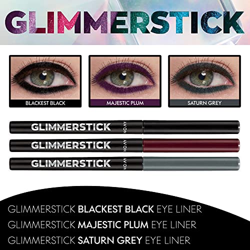 Eldimer 3 PCs Conjunto - Avon Glimmerstick Blackest Black Eye Liner - Avon glimmerstick majestic ameixa