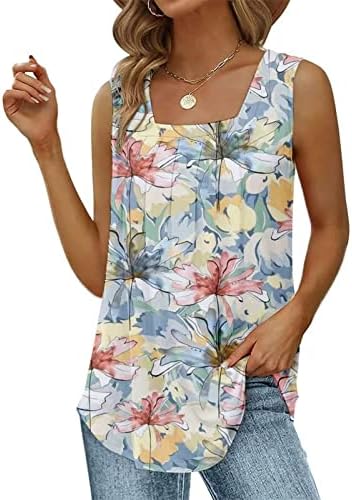 Lcepcy Square Neck Torne Top para mulheres Casuais planícios com mangas gráficas Blusa de verão Fit Fit para vestir