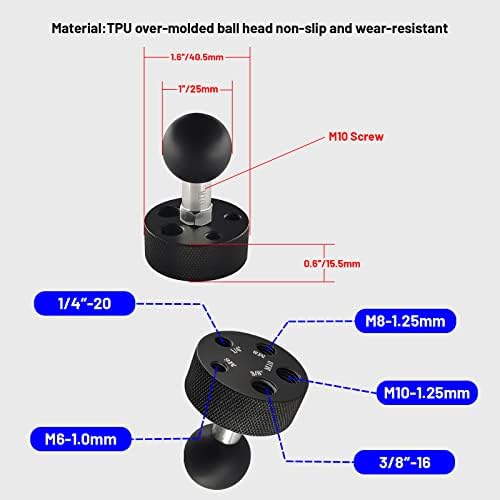 Conjunto de montagem de bola de 1 polegada Conexão de braço combinado compatível com montagem de aríete, adequado