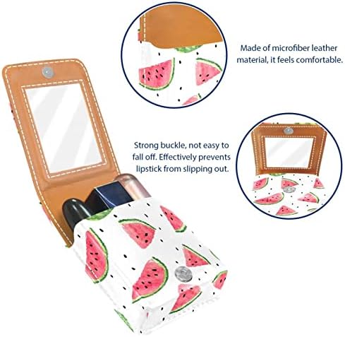 Caixa de batom com espelho Sweet Watermelon Lip Gloss Holder Batom Case de maquiagem portátil Bolsa de viagem Case de batom de batom com espelho mini caixa de armazenamento de batom para mulheres