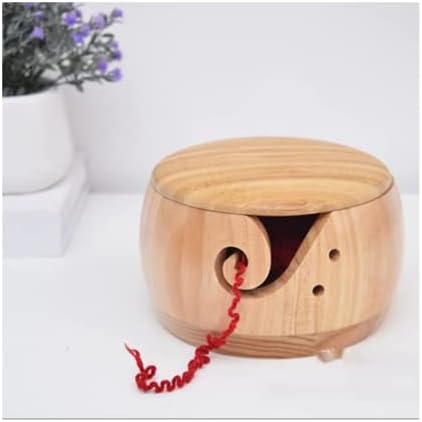 Tigela de fio de madeira, tigelas de fio com tampa para tricô
