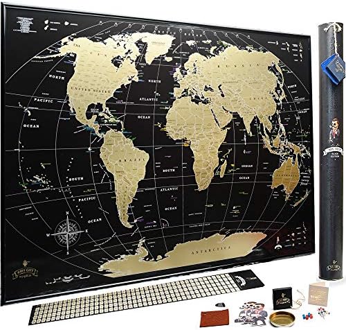 Arranhe o mapa do mundo mymap preto ouro grande mapa de viagem Poster de parede 35x25 mapa de pinos de push inclui