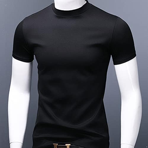 Yizyif masculino masculino slim tops básicos de manga curta leve camiseta térmica Mock Turtleneck t camisetas
