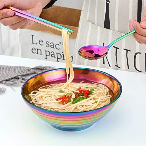 Comprador Estrela Rainbow Ramen Bowl Set Noodle Bowl Bowls Japanese Sopa Sopa Set com pauzinhos, colheres de concha e tigela