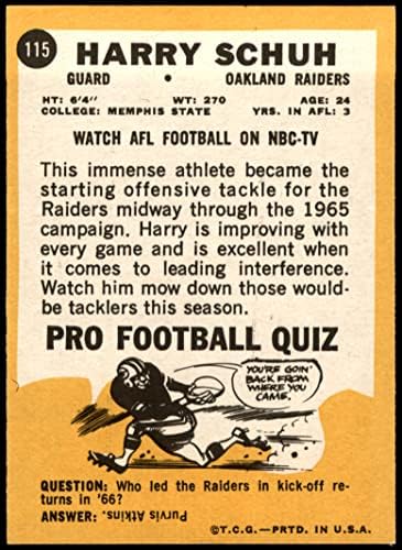 1967 Topps # 115 Harry Schuh Oakland Raiders Ex/Mt+ Raiders Memphis