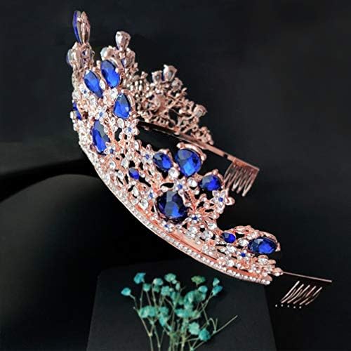 Coroa de nupcial ovast Luxuosa Cristal Retro Crown com pente lateral