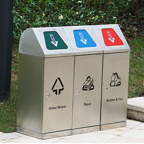Shake capa lixo lata doméstica Lista de lixo de aço inoxidável ao ar livre com tampa de higiene industrial lixo lixo de lixo de lixo de lixo
