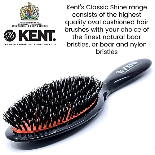KENT CSML Classic Shine Grande pincel de alisamento de almofada oval, escova de cabelo de jarra natural com penas de nylon, escova