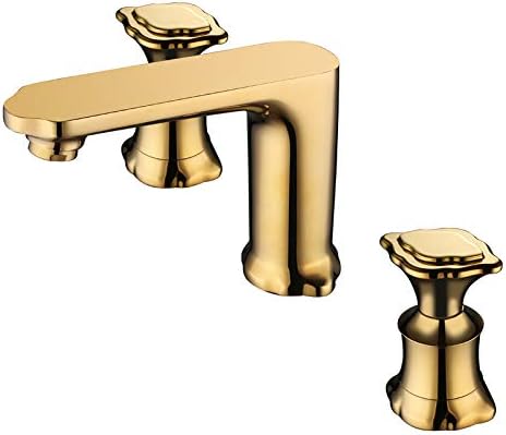 Torneira misturadora da bacia de ouro com mangueira de chuveiro, torneira de pia de banheiro de 3 buracos fácil de usar torneira